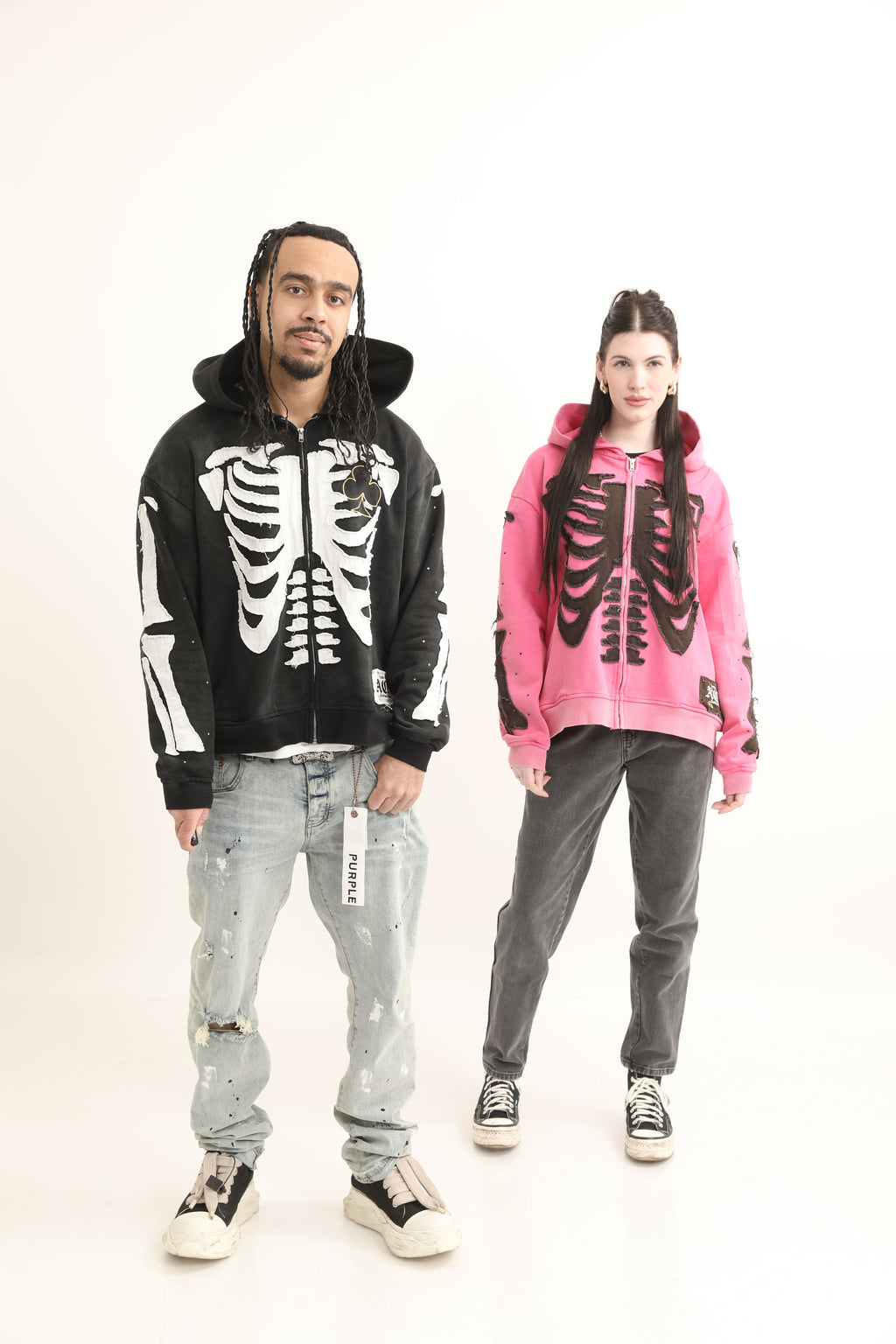 Bone Stitching Hoodie Pink