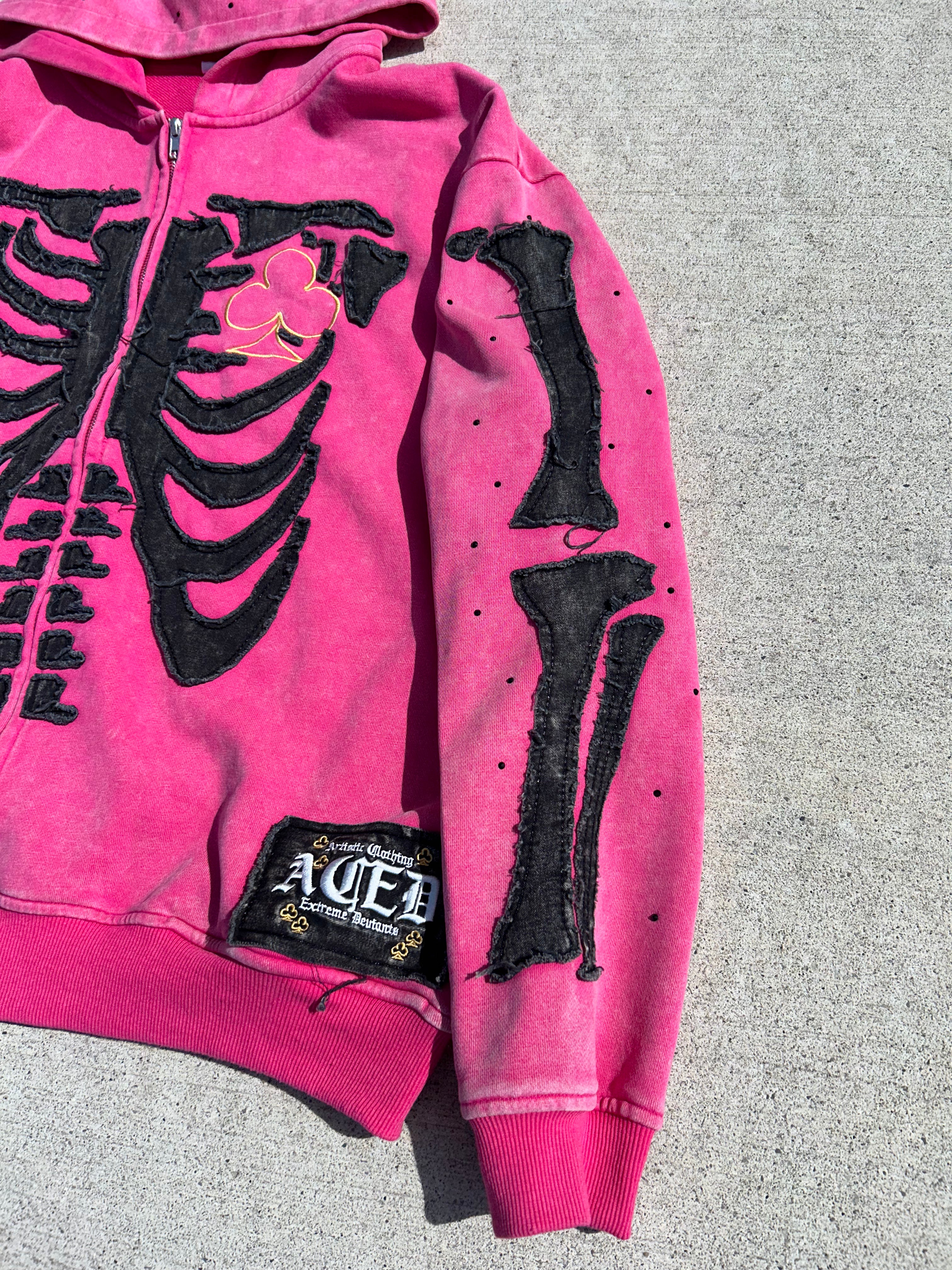 Bone Stitching Hoodie Pink