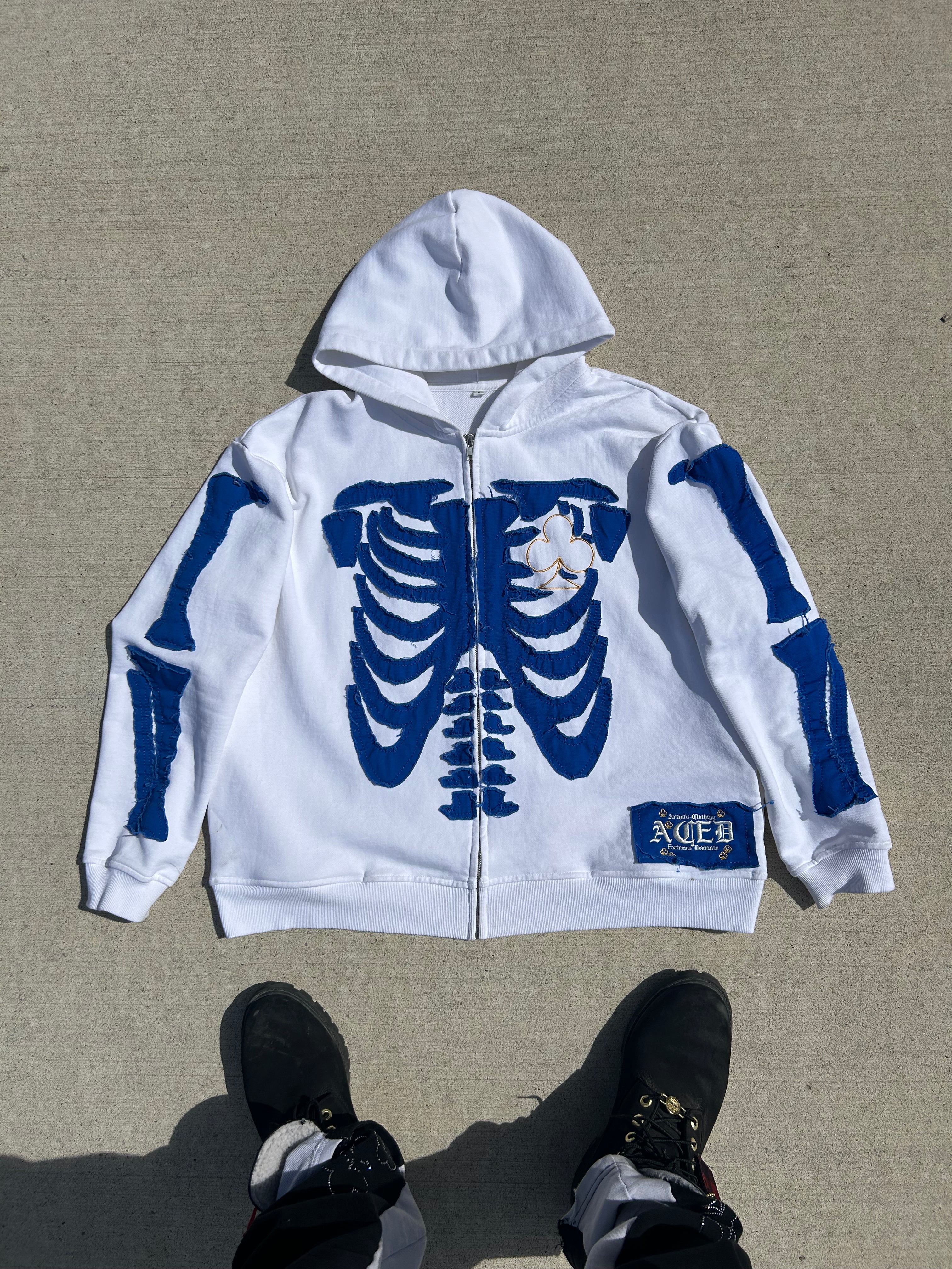 Bone Stitching Hoodie White