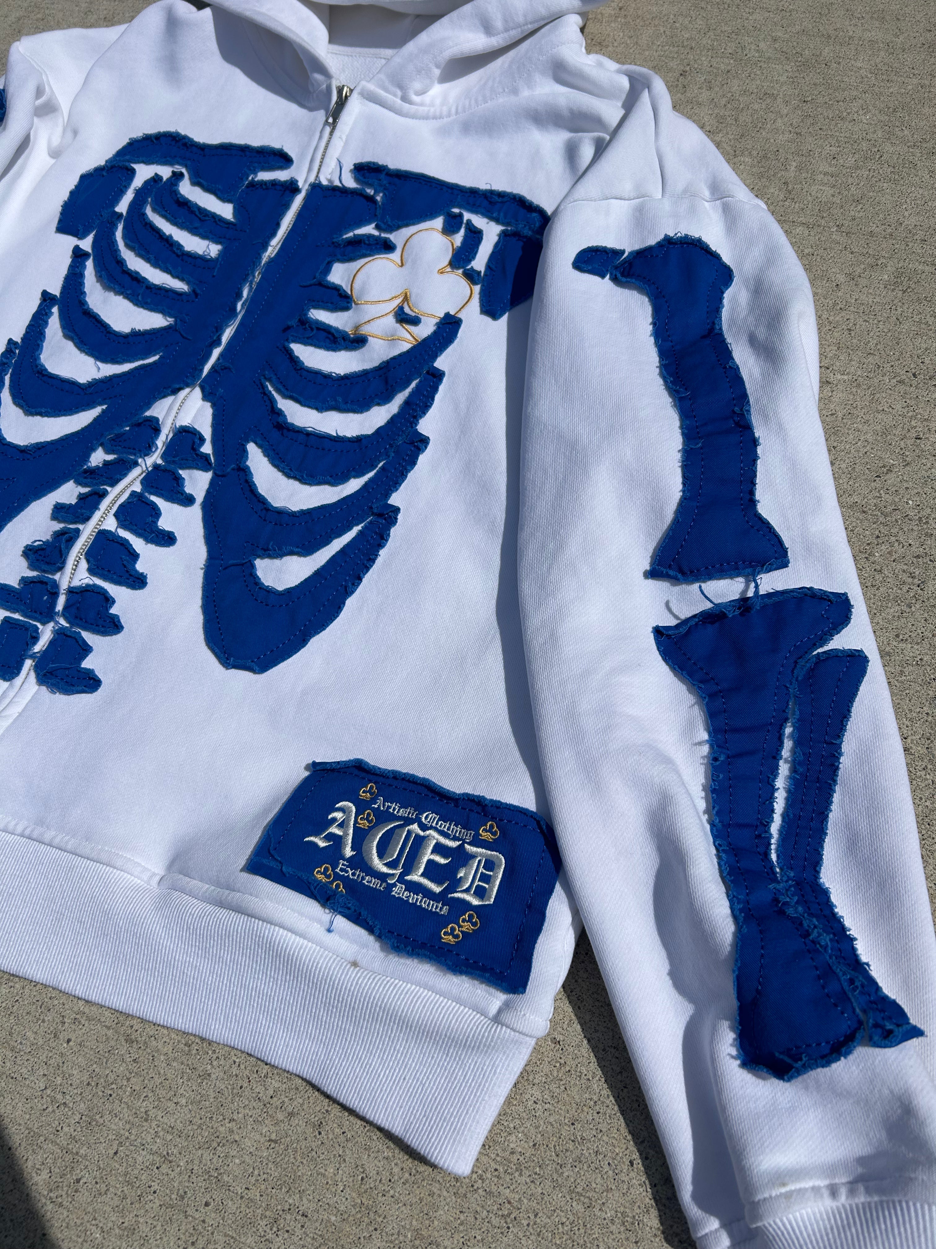 Bone Stitching Hoodie White