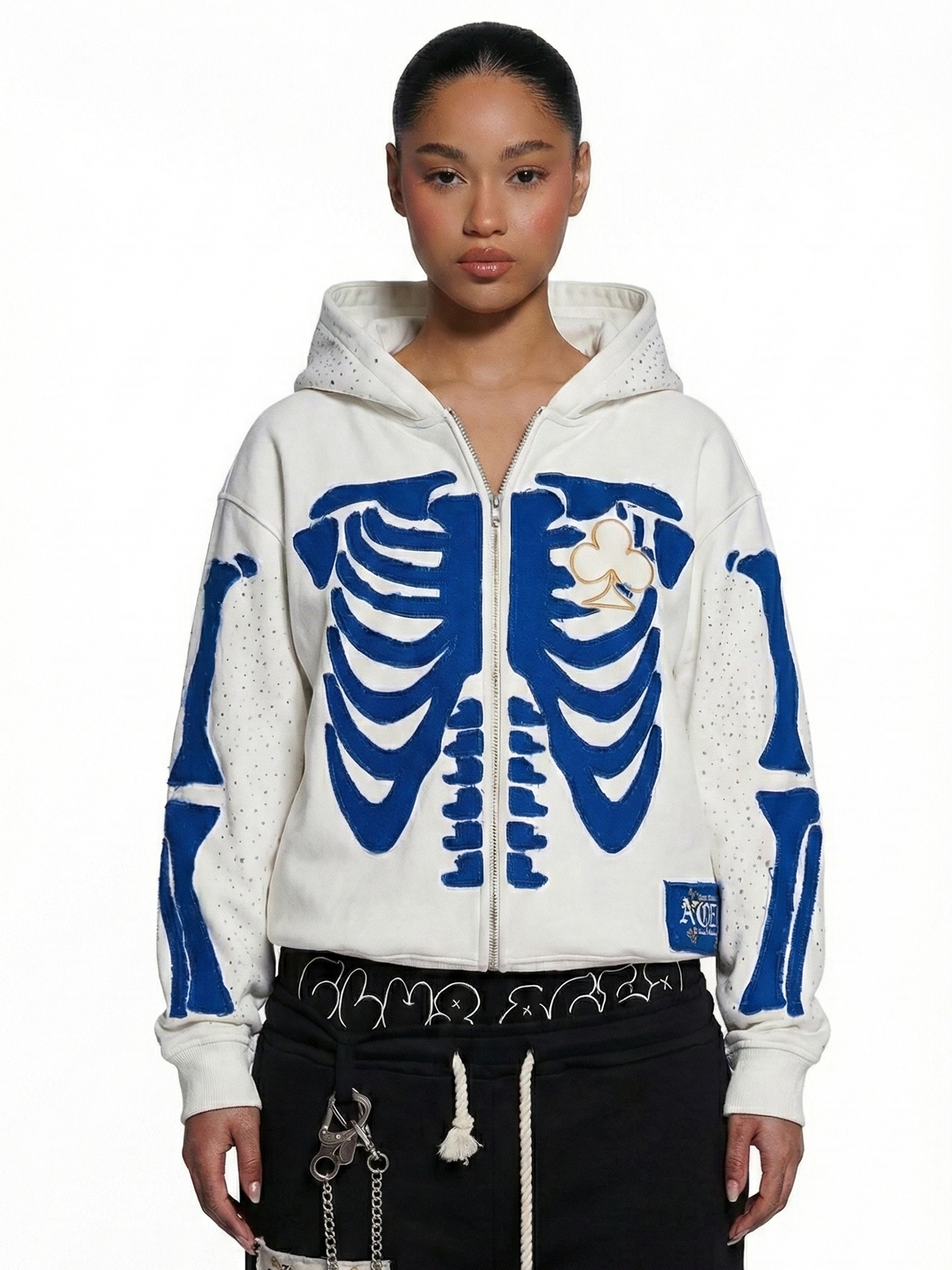 Bone Stitching Hoodie White