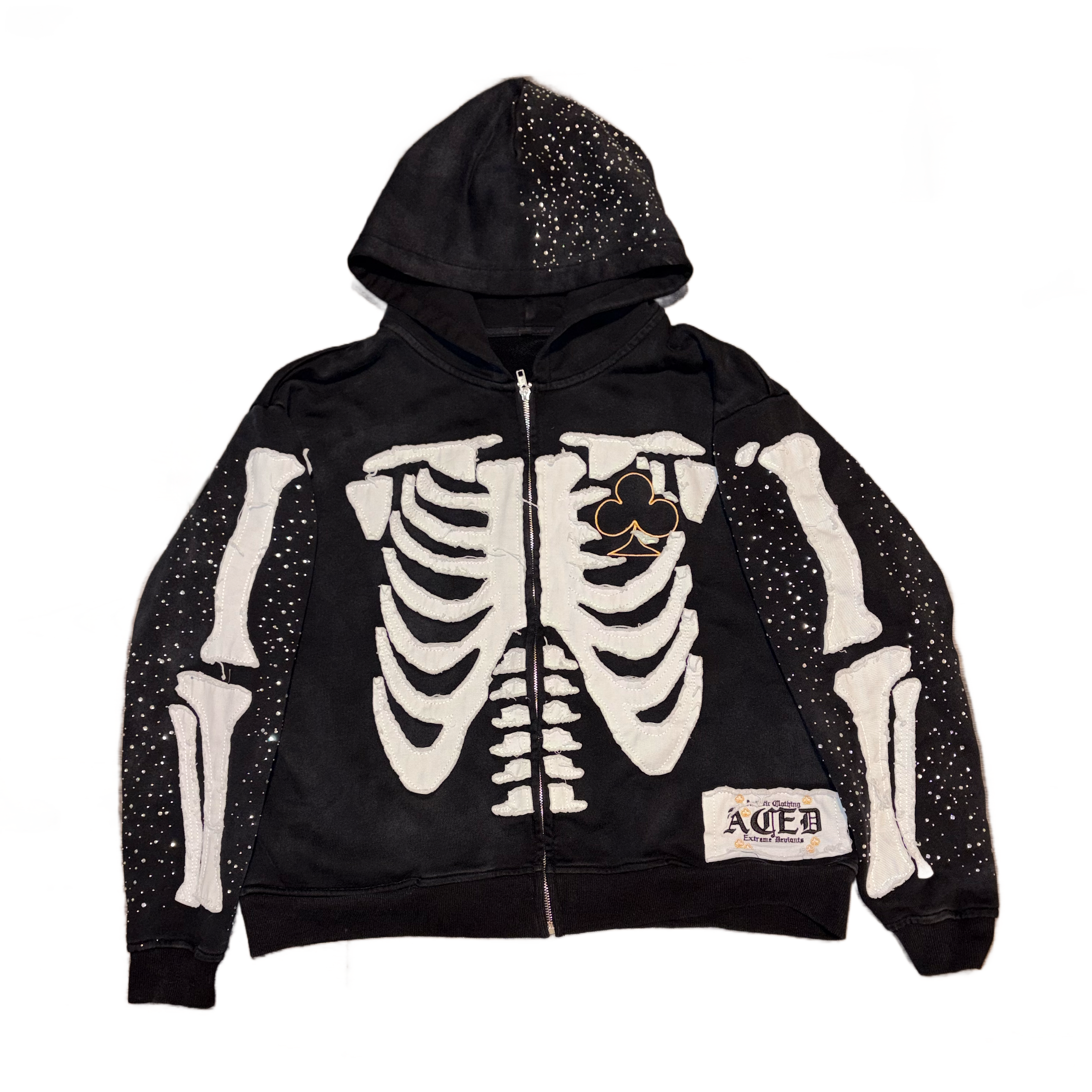 Bone Stitching Hoodie Black