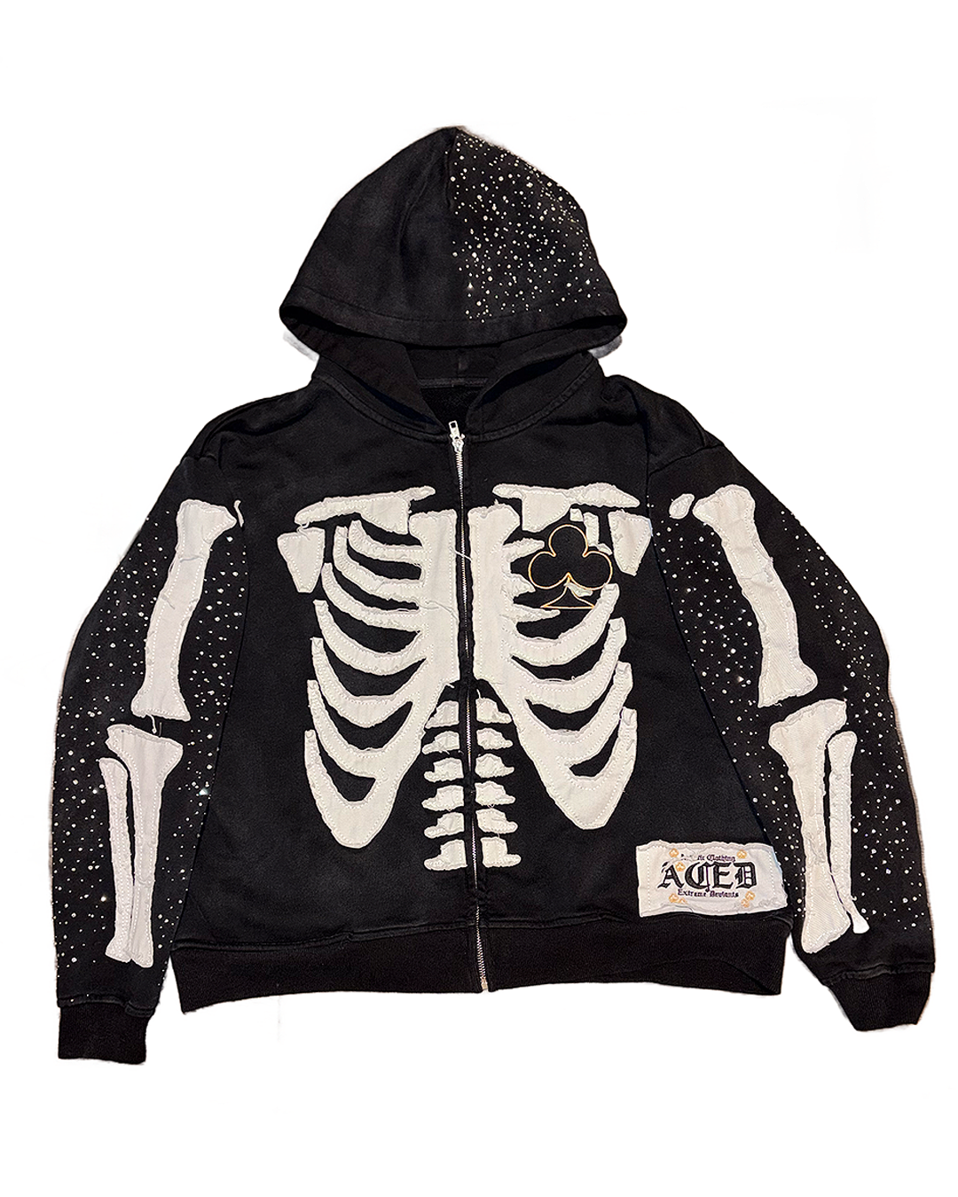 Bone Stitching Hoodie Black