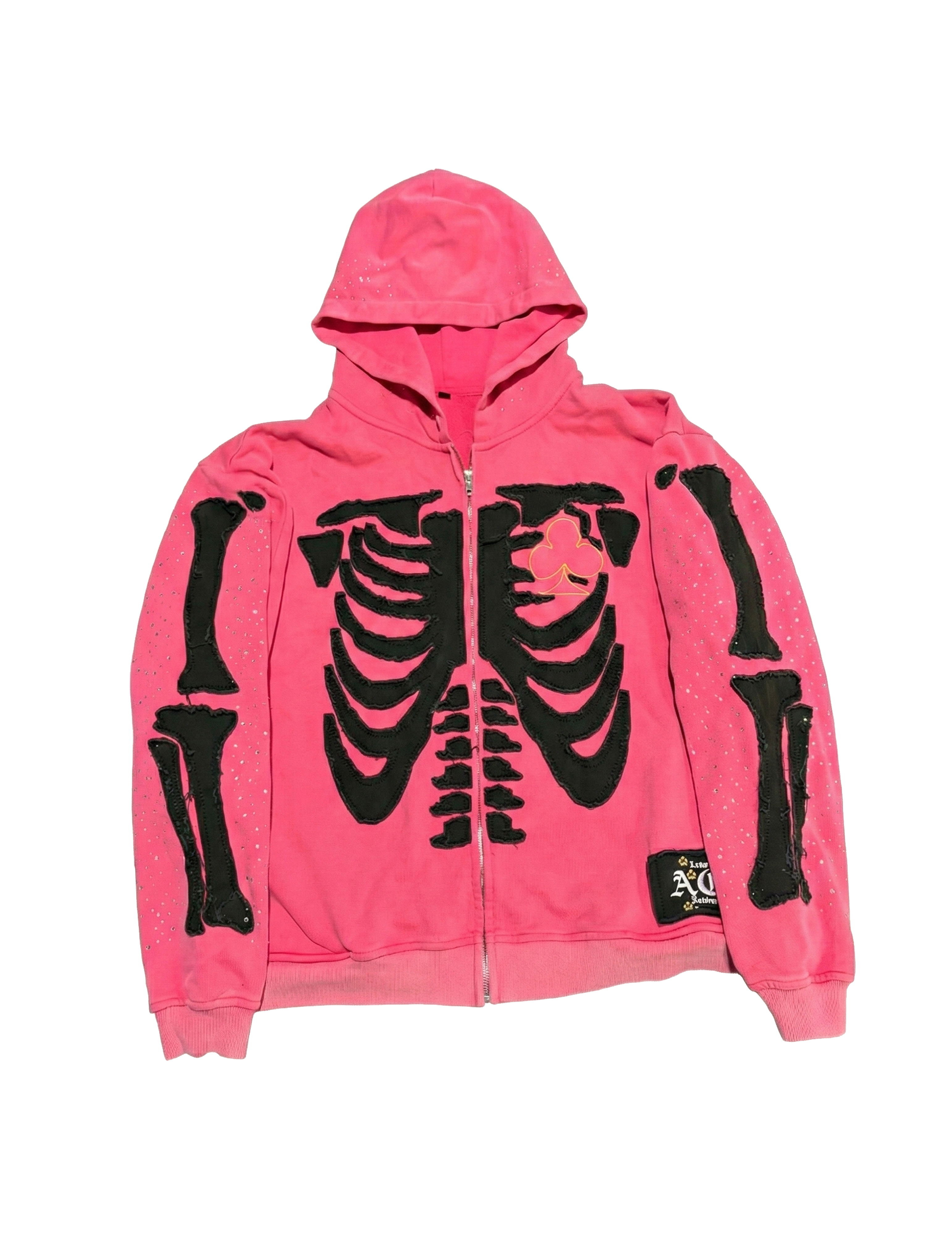 Bone Stitching Hoodie Pink