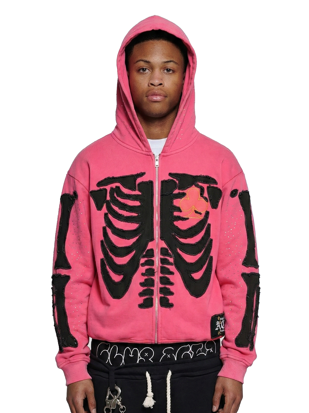 Bone Stitching Hoodie Pink